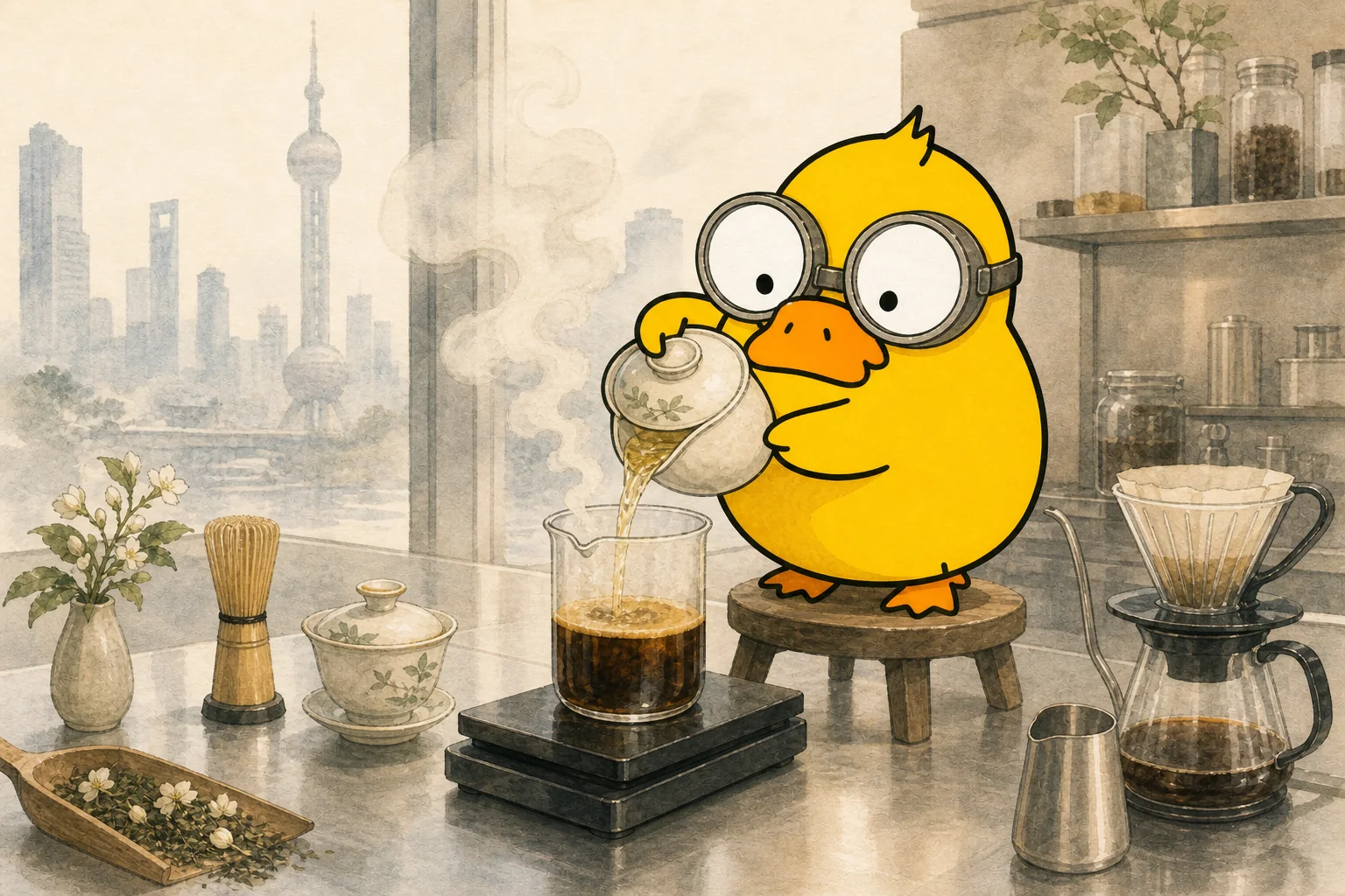 Tatia experiments with jasmine tea and espresso in a modern coffee lab