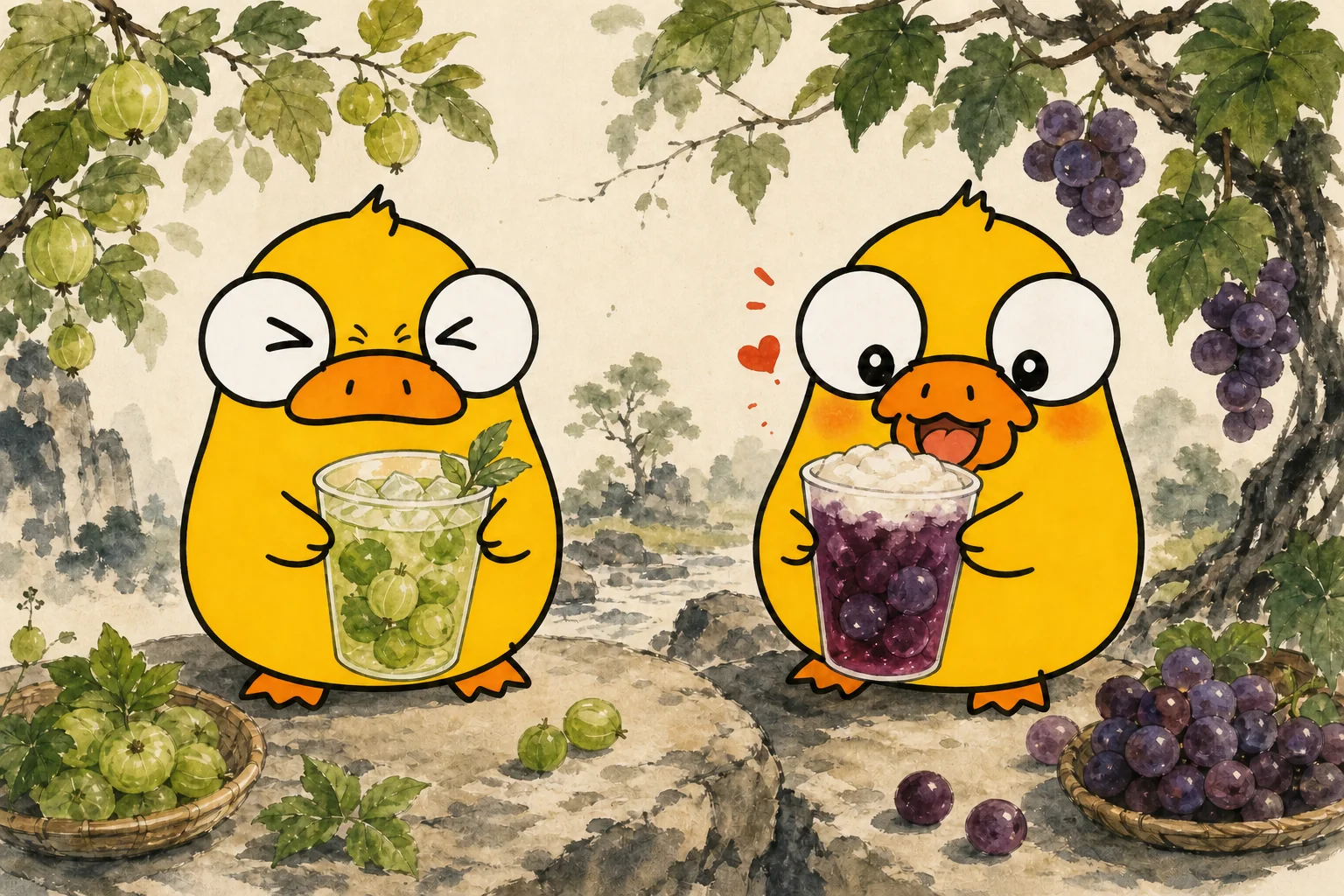 Chinese gooseberry and grape fruit tea