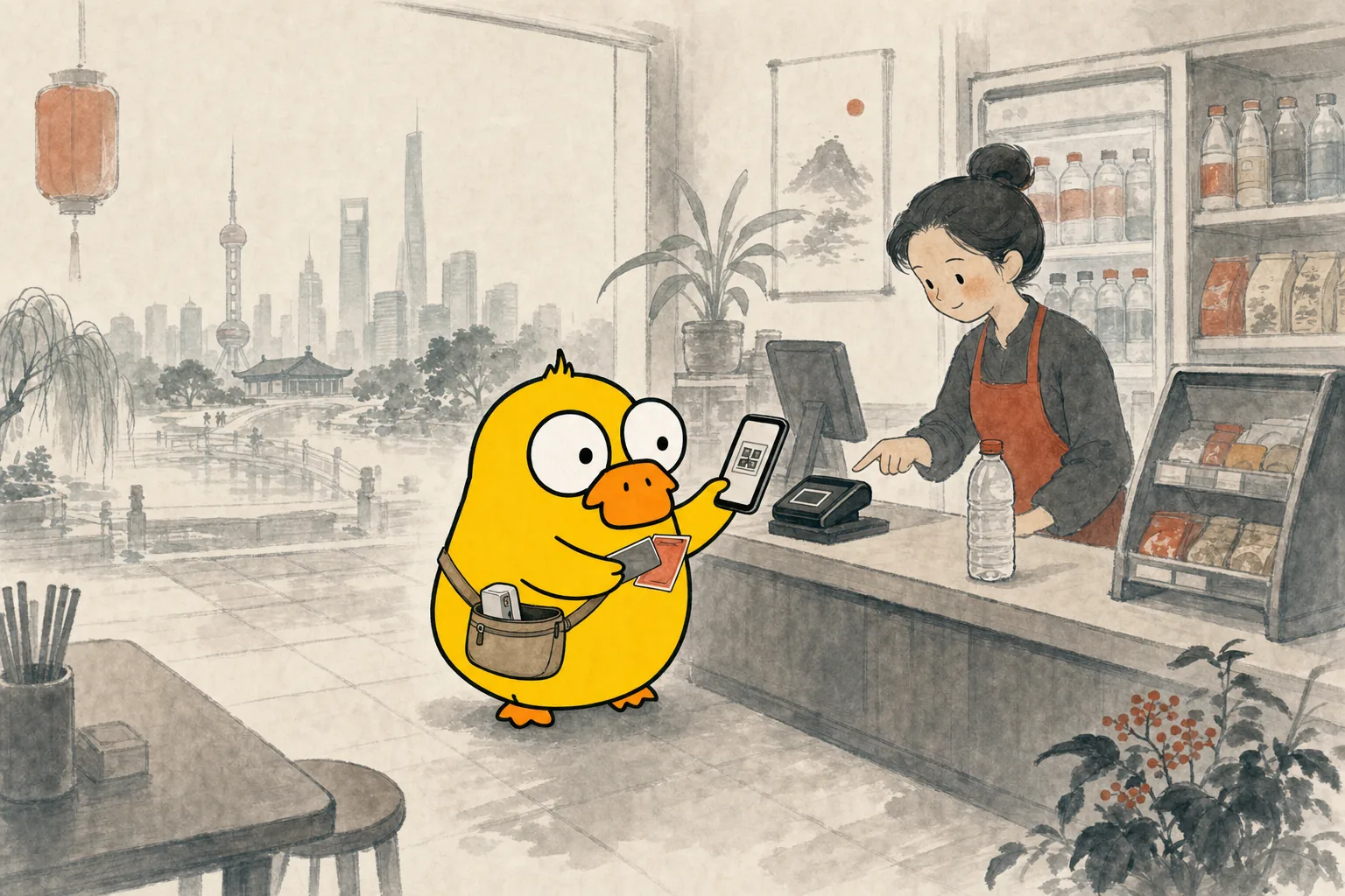 Tatia tests mobile payment and keeps a bank card, cash and a power bank as backups